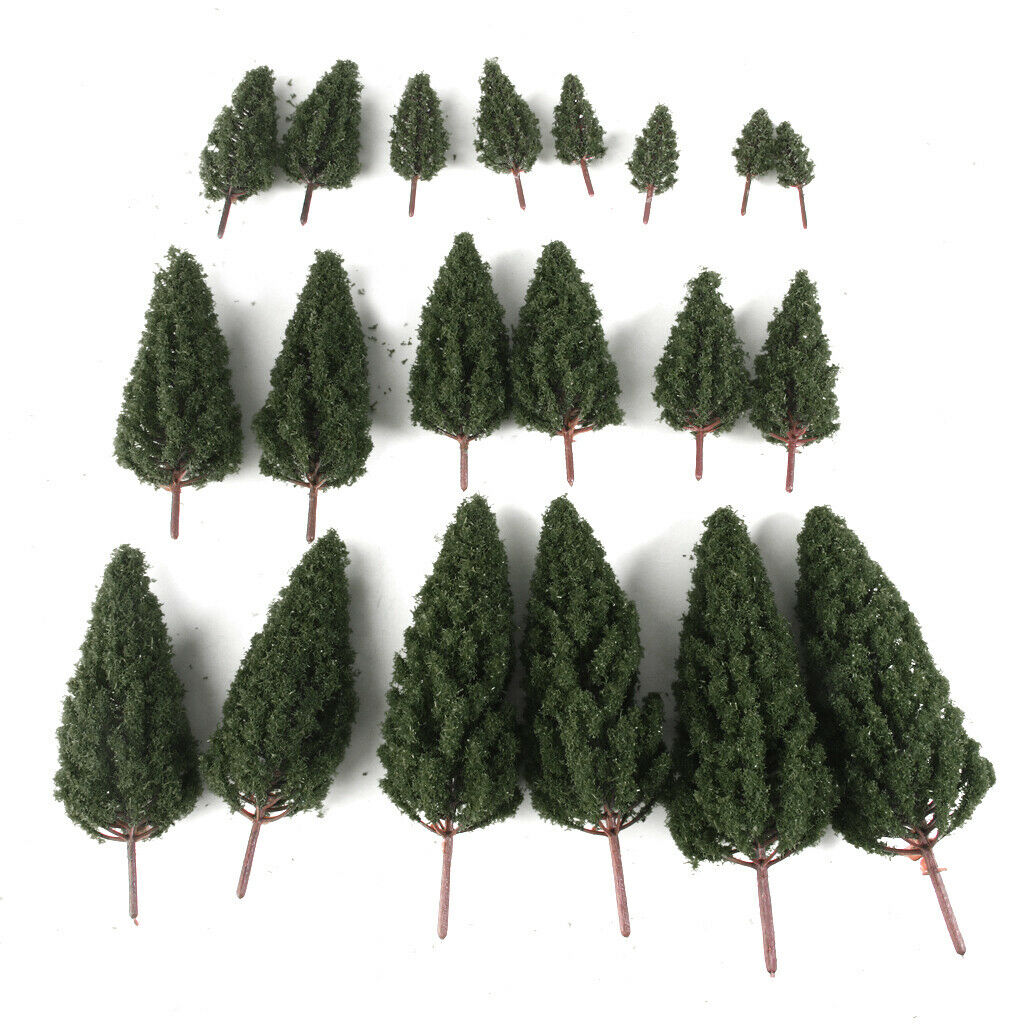 Mini Painted Tree Models + 3V LED Lights HO Layout for Diorama Architecture