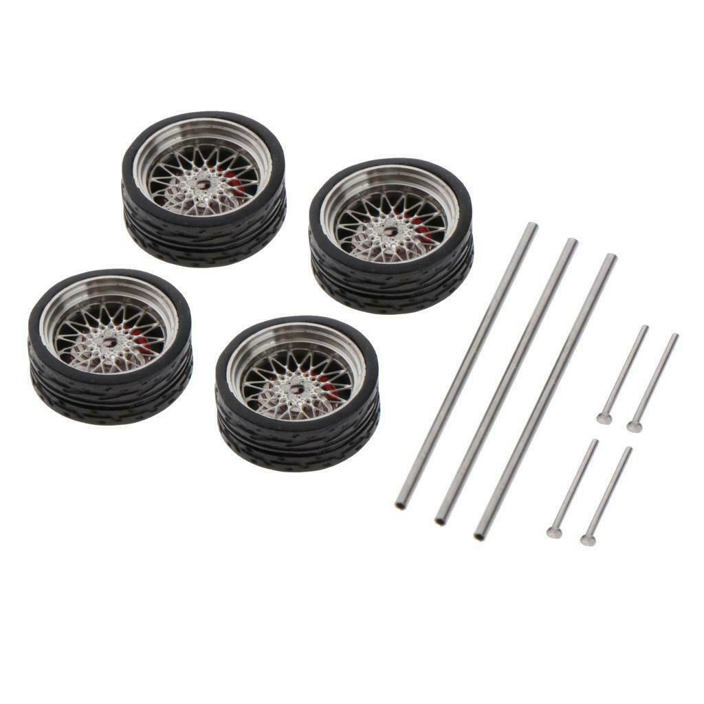 Set of 2 Car Rubber Wheel Accssory A1-A20 4Wheels & 3 axles 5 end caps