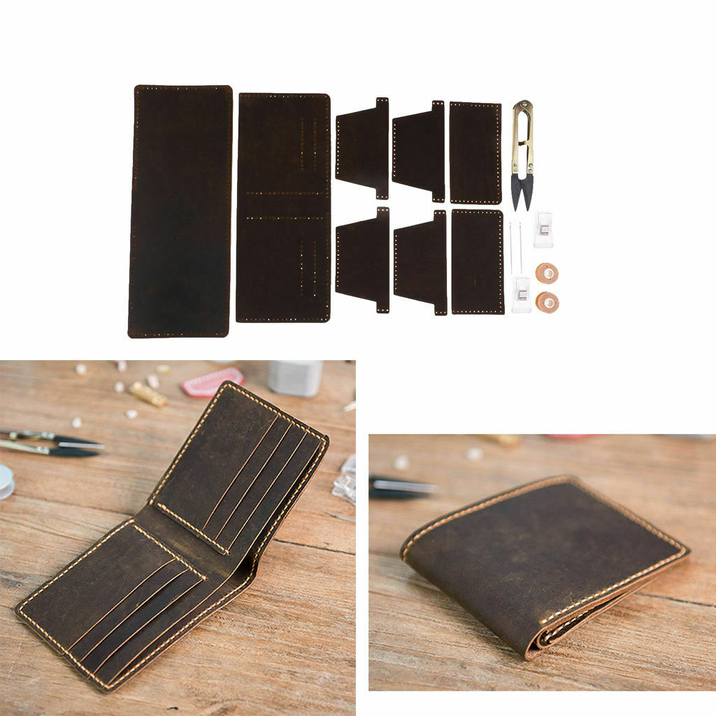 DIY Leather Purse Kit Leather Blanks Set for Making Bifold Wallet Brown