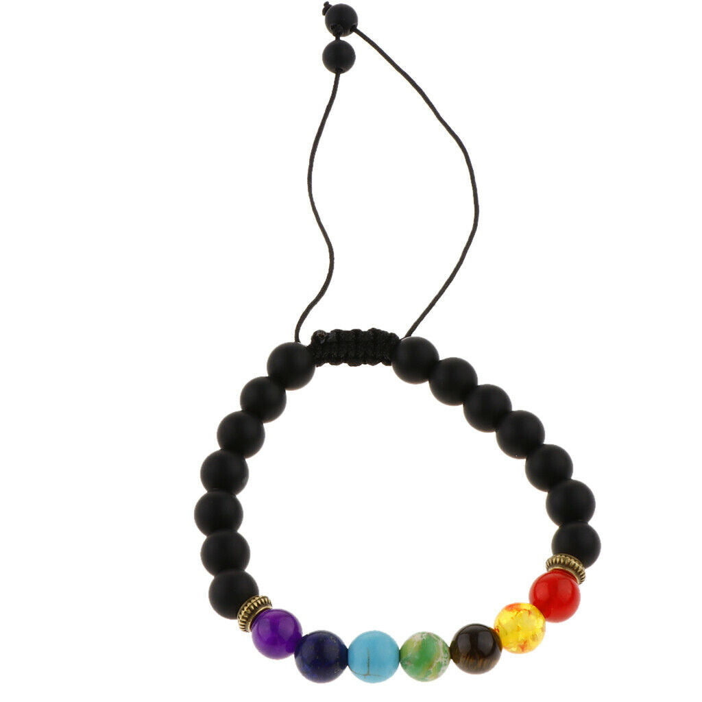 Stone Beads Bracelet Elastic Stretchy Yoga Bracelet Black Matte