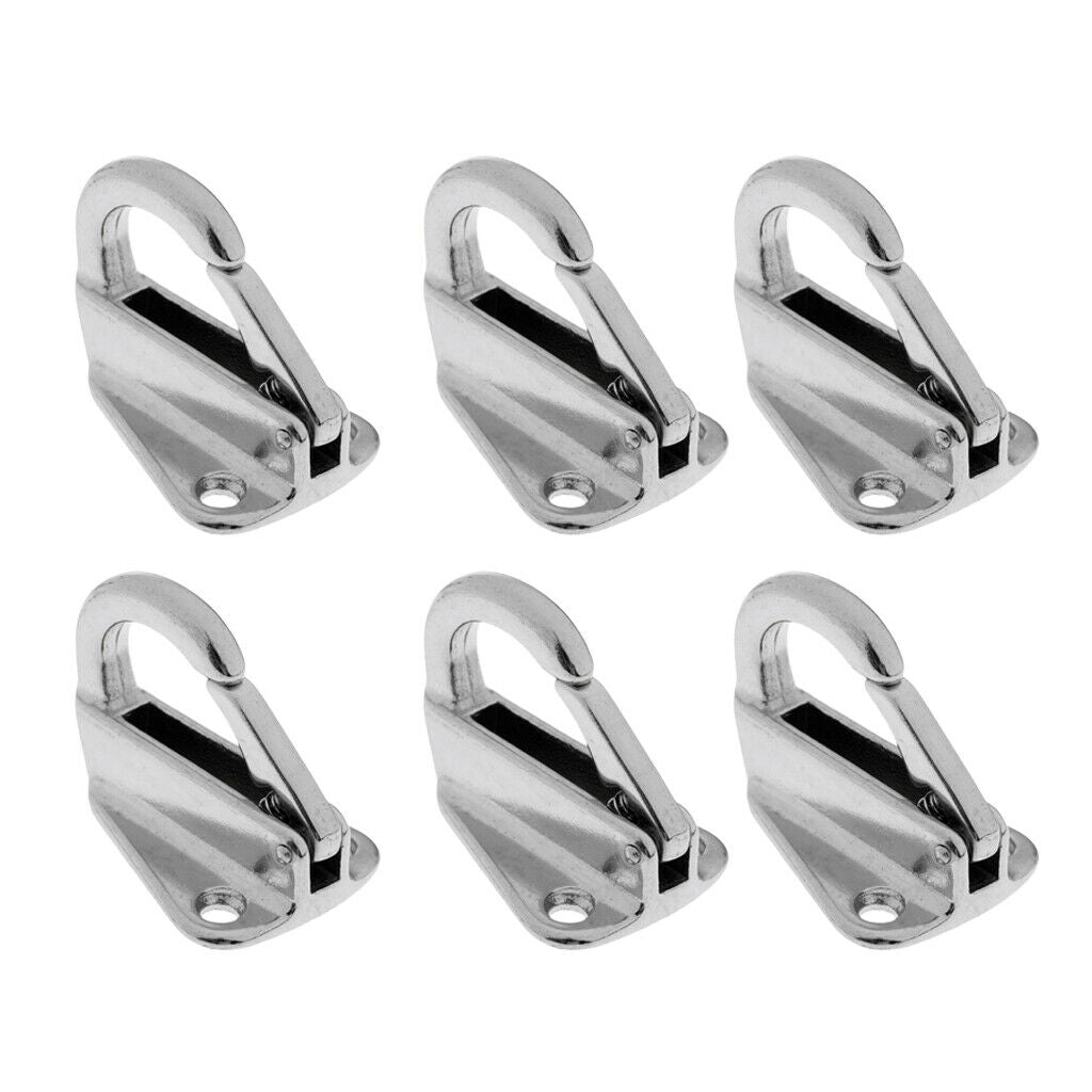 6 Piece Boat Stainless Steel Spring Snap Type  Fending Hook Hanger 9mm