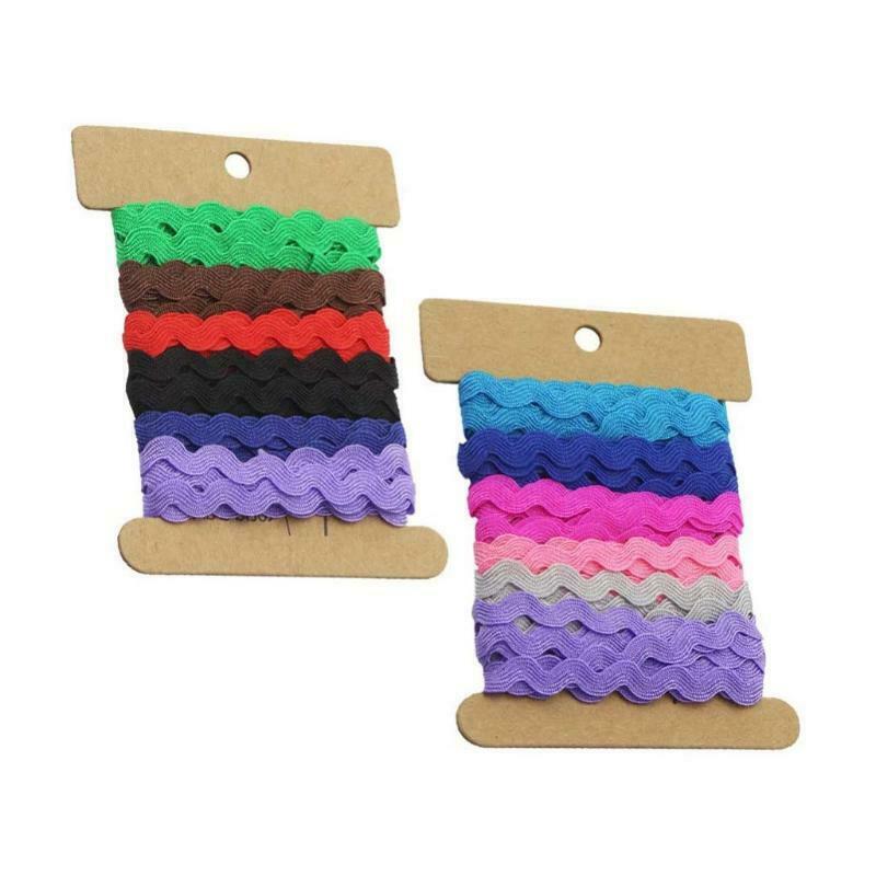 2 Rolls 5mm Colorful Wave Zig-Zag Woven Trim Polyester Ribbons for DIY Crafts
