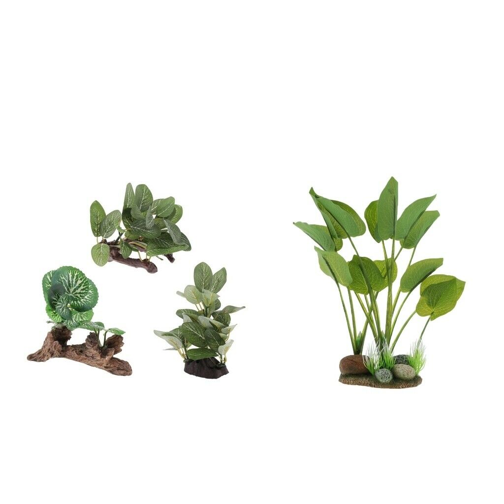 4pcs Reptile Plastic Plants Decorative Water Grass For Reptile Terrarium