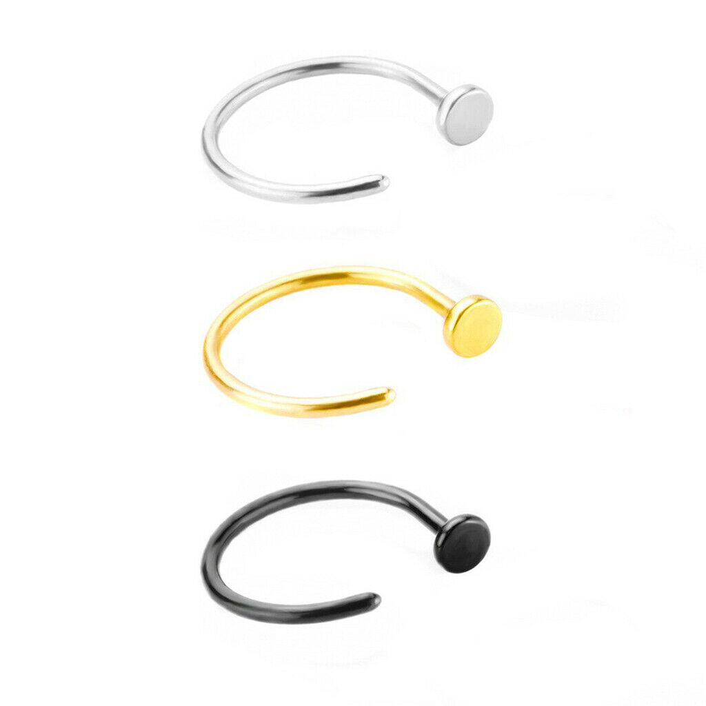 3pcs Stainless Steel Eyebrow Tongue Lip Nose Ring Stud Hoop Body Piercing