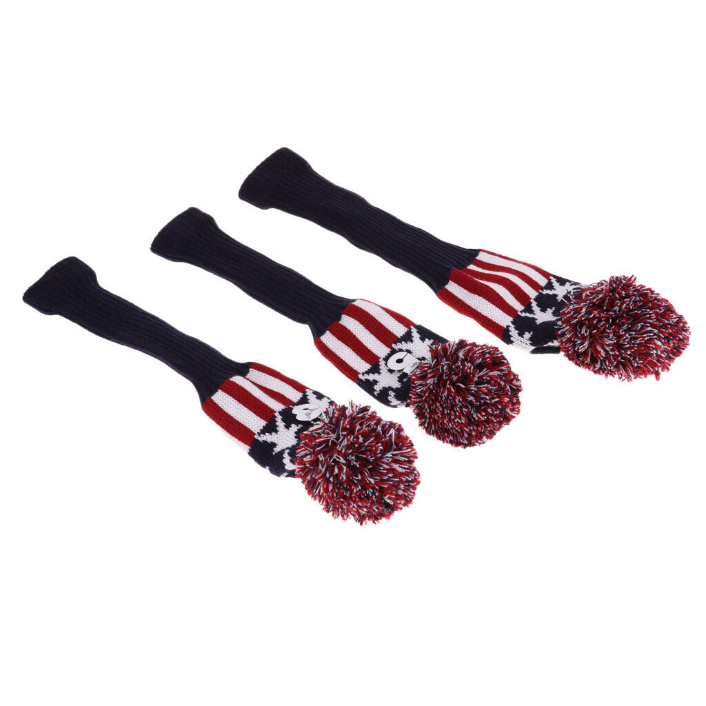 3pcs Golf Club Head Cover The Star Stripe Socks Sleeve For Golf Head Protect