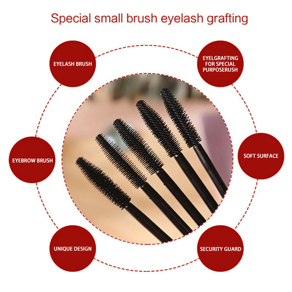 50Pcs Disposable Silicone Eyelash Brush Mascara Wands Eye Lashes Extension Tool