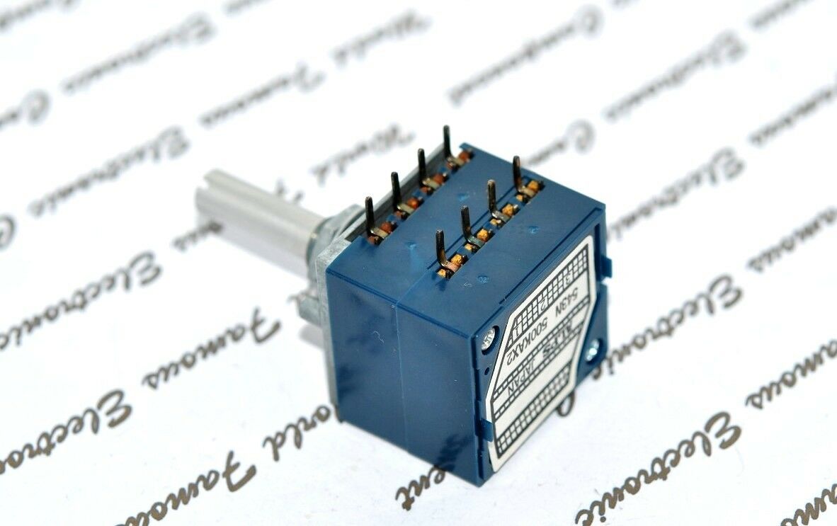 1pcs- ALPS RK27 500KA 500K Volume Dual Potentiometer Round - JAPAN RK27112A00A40