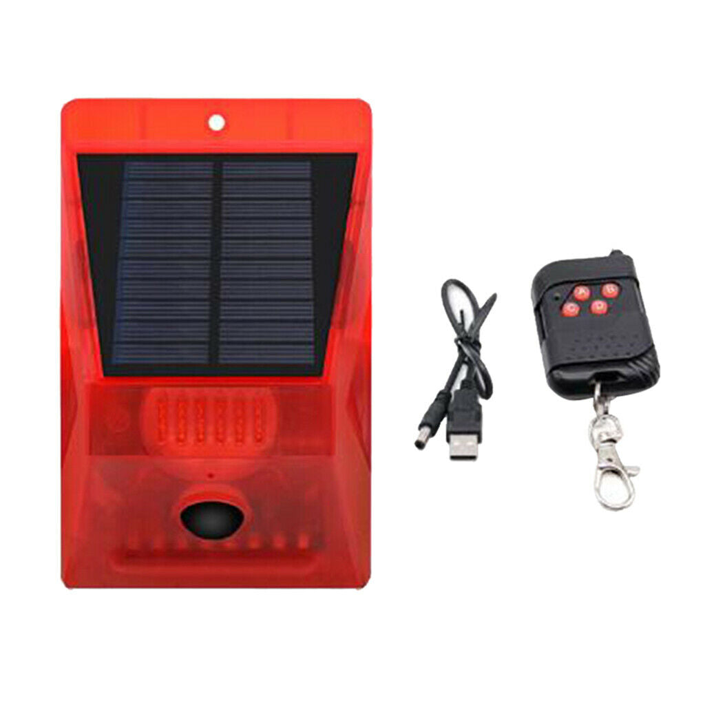 Solar Strobe Alarm Light, Motion Detector & 129db Sound Security Siren & IP65