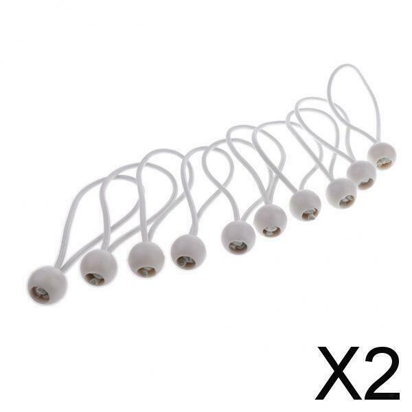 2X 10 Pieces 16cm Heavy Duty Ball Bungee Cord Tie down Cord Canopy Straps White
