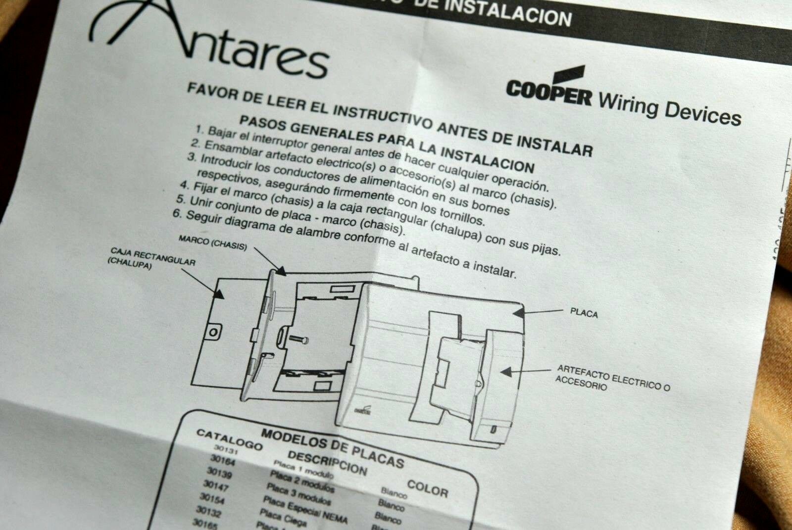 1pcs - COOPER Antares WD30164 2 units Plates White