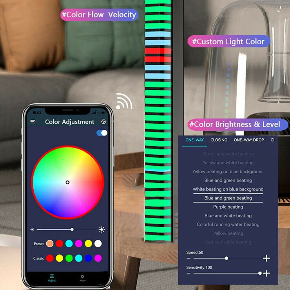 LED Pickup RGB Light Bar Music Sound Sensing APP Control Car Atmosphere Lamp LIN