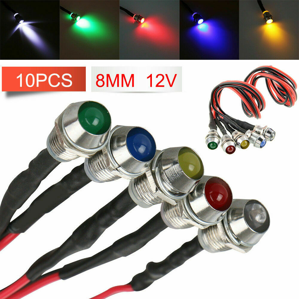 10x 12V Led Panel Indicator Lights Lamp Pilot Dash Directional Car Truck Boat