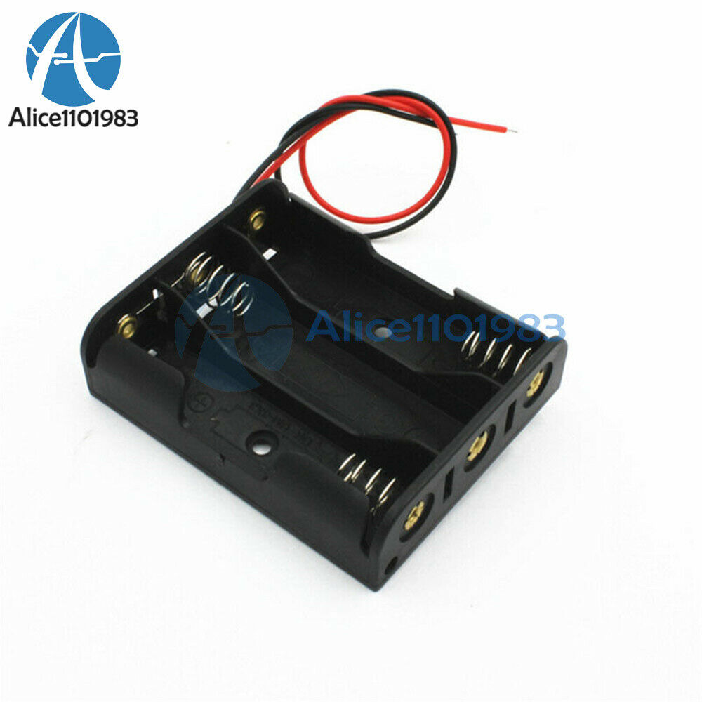 Plastic Battery Storage Case Box Holder For 3 X AA 3xAA 4.5V With wire leads