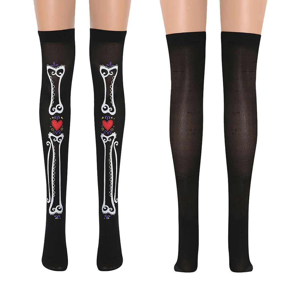 Lady Skeleton Heart Over Knee Sock Long Stockings High Thigh Sock  Long Sock