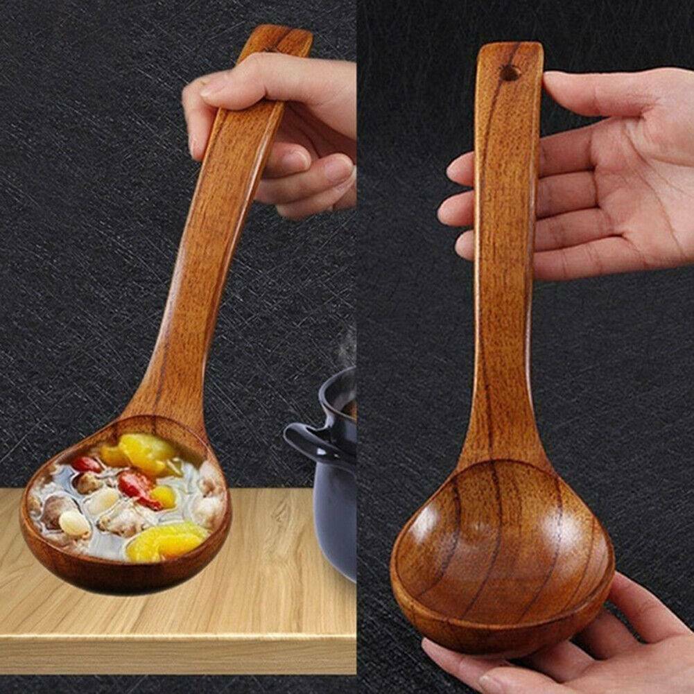 Long Handled Wooden Soup Spoons Bamboo Kitchen Cooking Utensil Tools Spoon Wood.