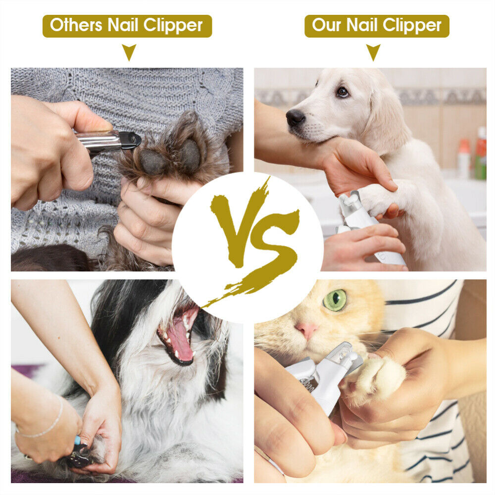 LED Dog Toe Nail Clipper Cutter Set Pet Paws Trimmer with Light Grooming Tool
