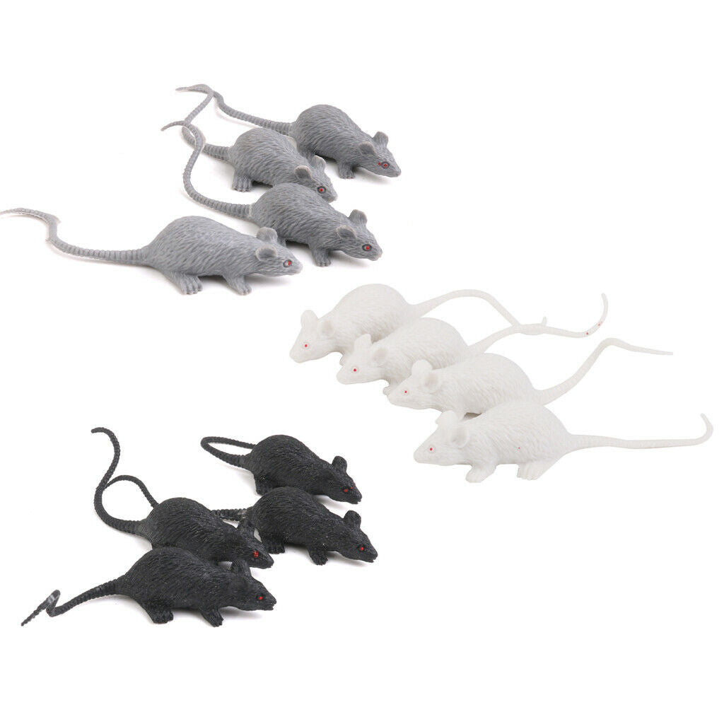 12 Plastic Rats Animal Halloween Fancy Dress Props Mouse Toys Party Loot Bag