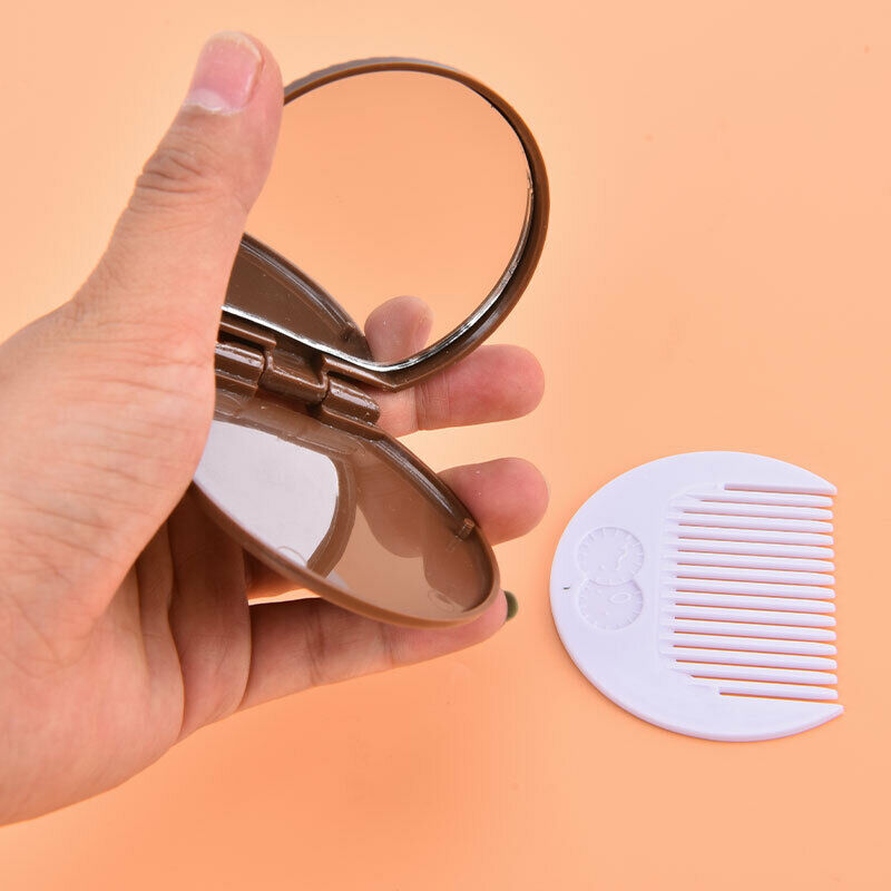 New Makeup Tool Pocket Mirror Mini Cute Chocolate Cookie Shaped With CombL TH