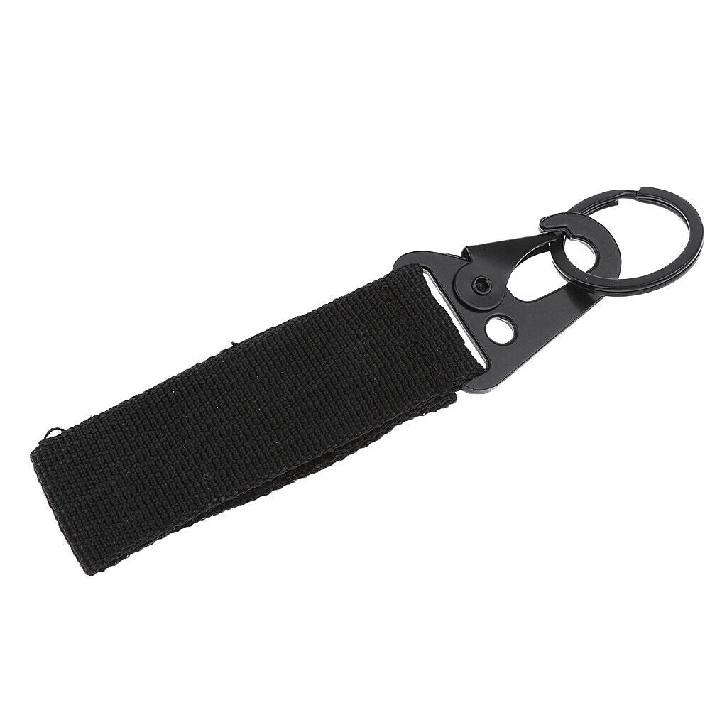 2 Pcs Molle Nylon Belt Carabiner Metal Hook Key Strap Buckle Clip Outside