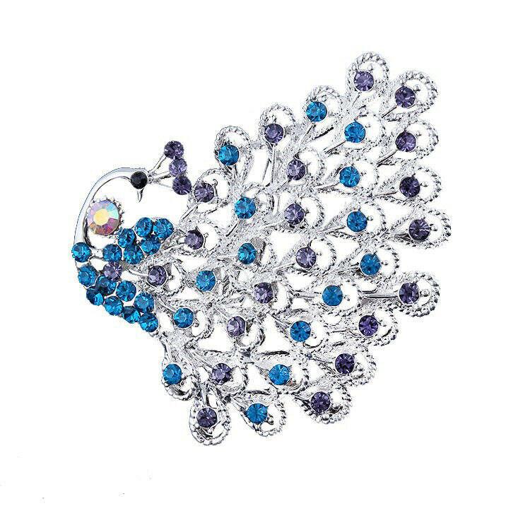 Bohemia style peacock brooches for women animal design rhinestone crystal pins