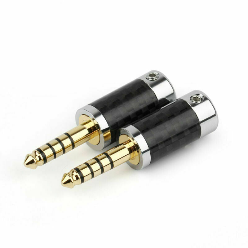 5PCS 4.4mm 5 Pole Stereo Carbon Fiber Male Plug Metal Splice Adapter Black