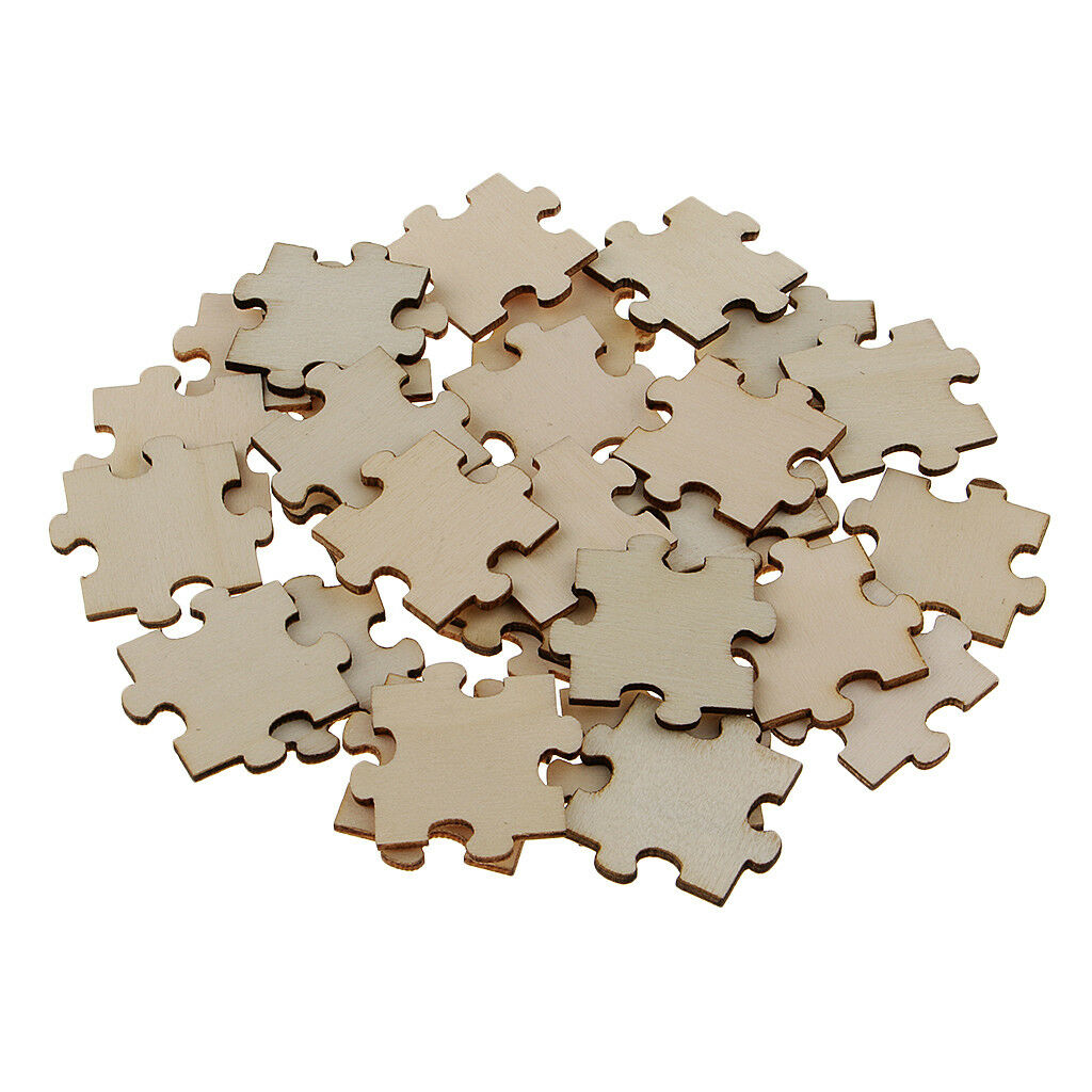 Pack of 50 40mm Unfinished Wood Puzzle Pieces For Arts & crafts, Card Making