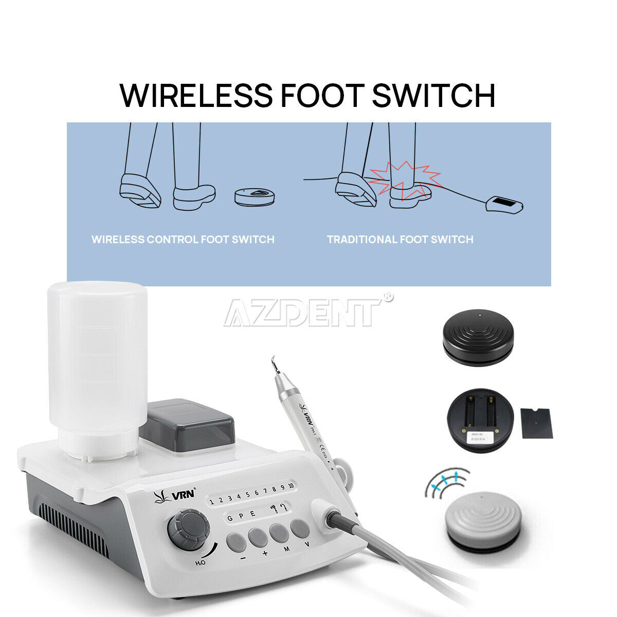 Wireless Control Dental Ultrasonic Scaler VRN-A8 LED Detachable Handpiece