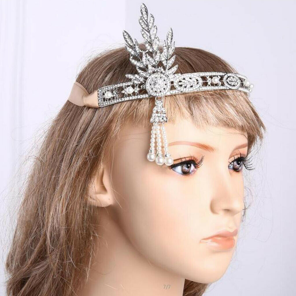 Retro Style 1920s Flapper Headband Hairband Crystal Crown Headdress Party