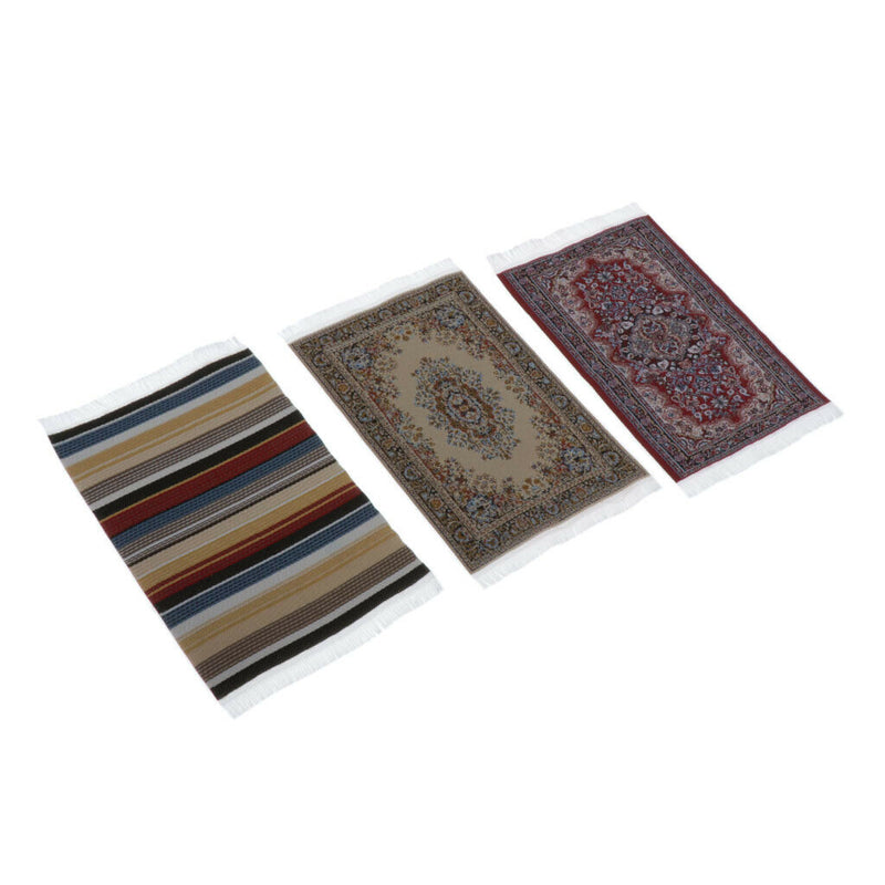1/12 Scale Turkish Style Carpet Woven Rug Embroidery Cloth Mat (Pack of 3)for