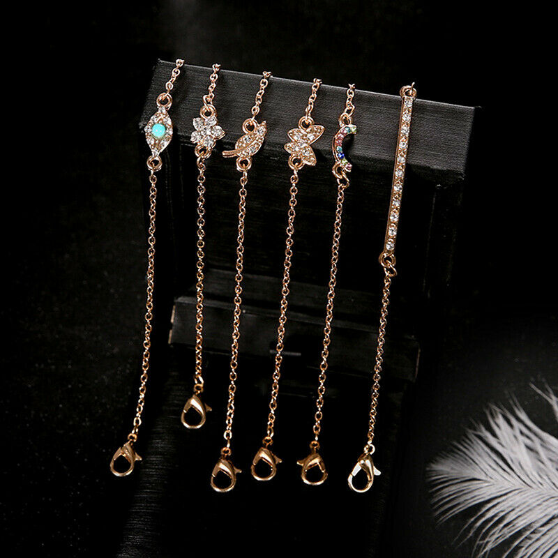 6pcs/set Fashion Crystal Butterfly Bracelets Set For Women simple Leaves .l8
