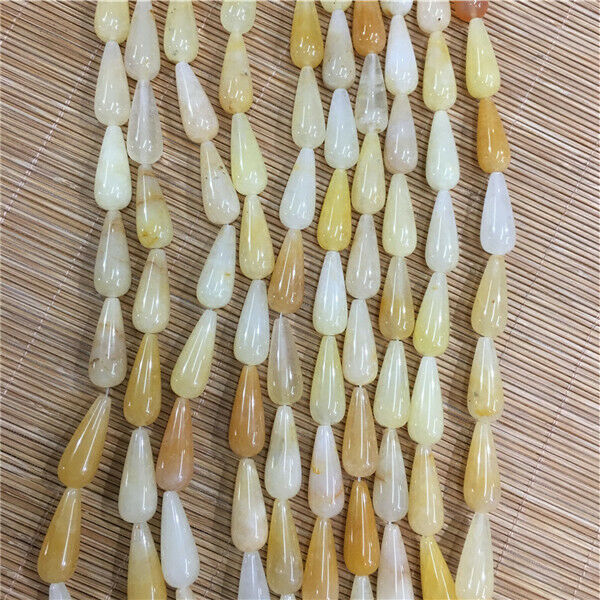 1 Strand/16Pcs 25x10mm Natural Yellow Aventurine Teardrop Loose Bead 15.5" HH416