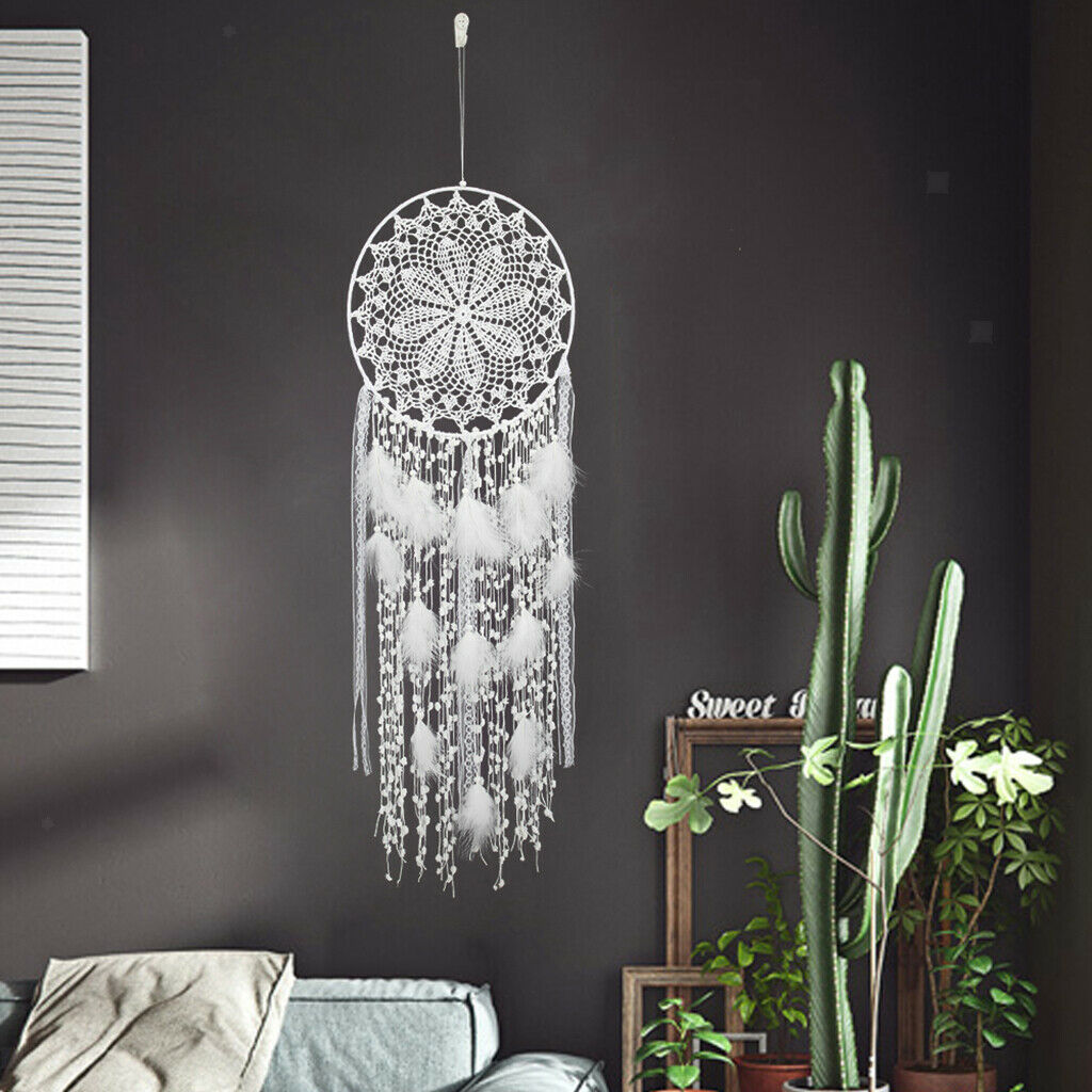 Boho Dream Catcher Circular with Feather Wall Hanging Wedding Ornament Gift