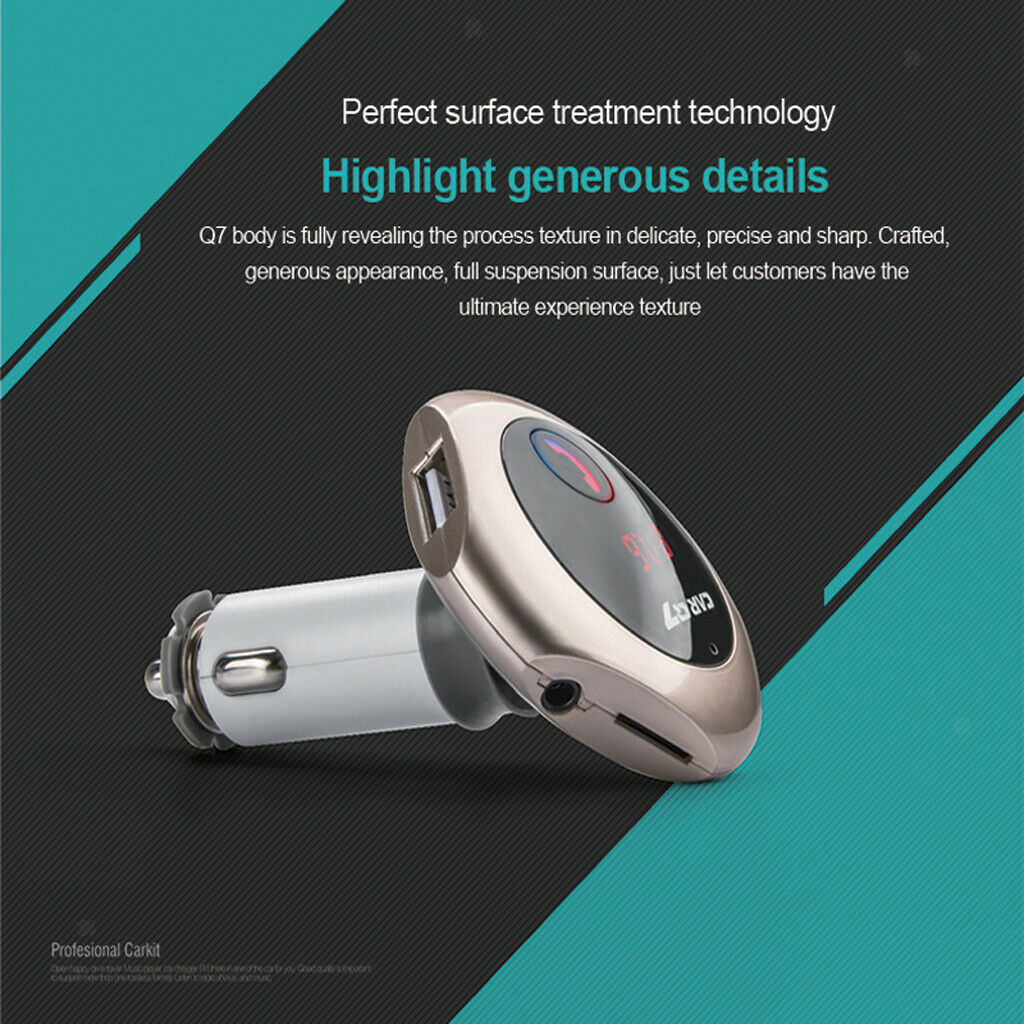 Black-Bluetooth FM Transmitter Car Kit Handsfree Call AUX USB TF Card
