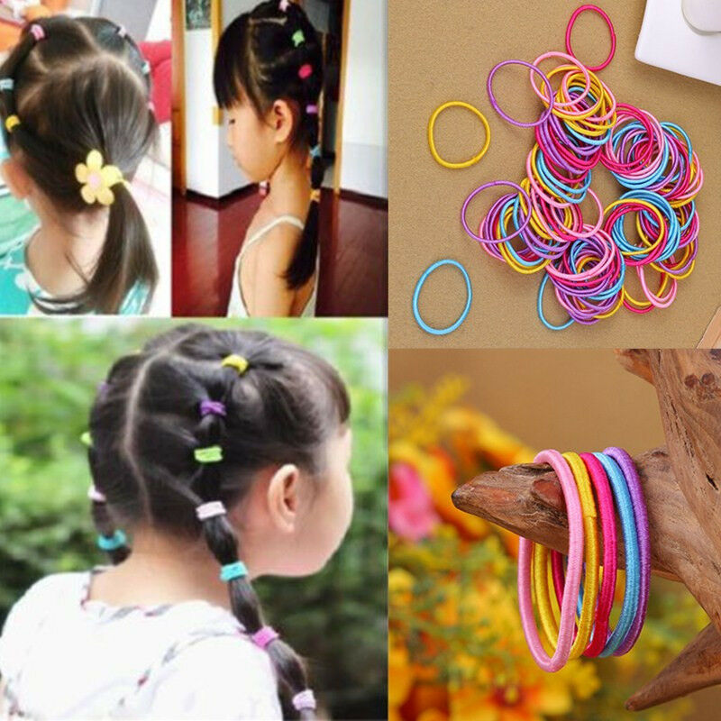 100X/lot Kids Girl Elastic Rope Hair Ties Variety Ponytail Holder Hairband