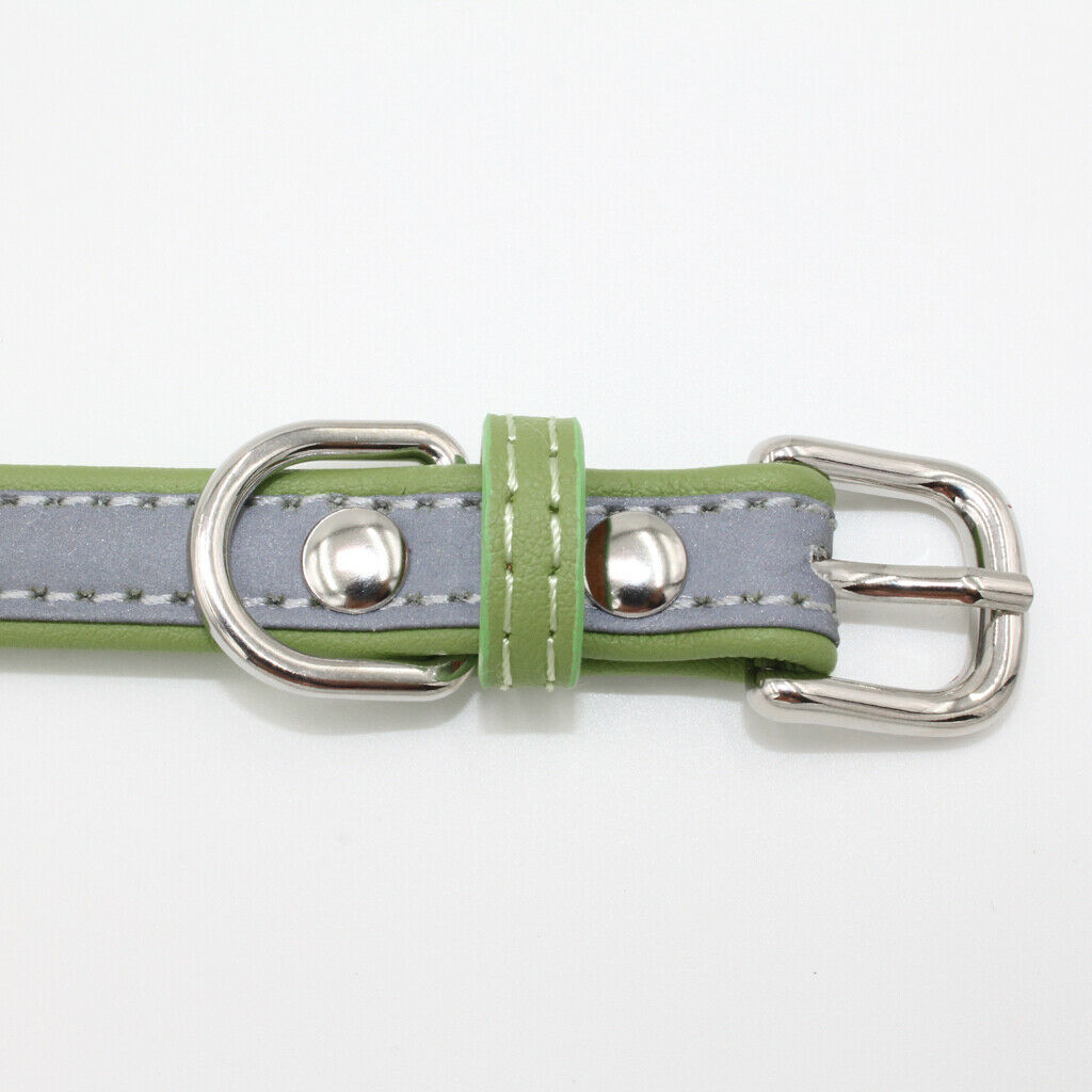 Reflective Personalized Safety Dog Collars for Dogs Puppy Adjustable Green-M