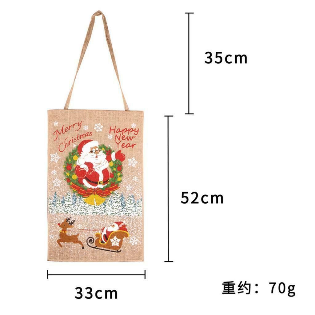 Christmas Santa Elk Linen Flag Hanging Flag Banner Christmas Home Wall Decor