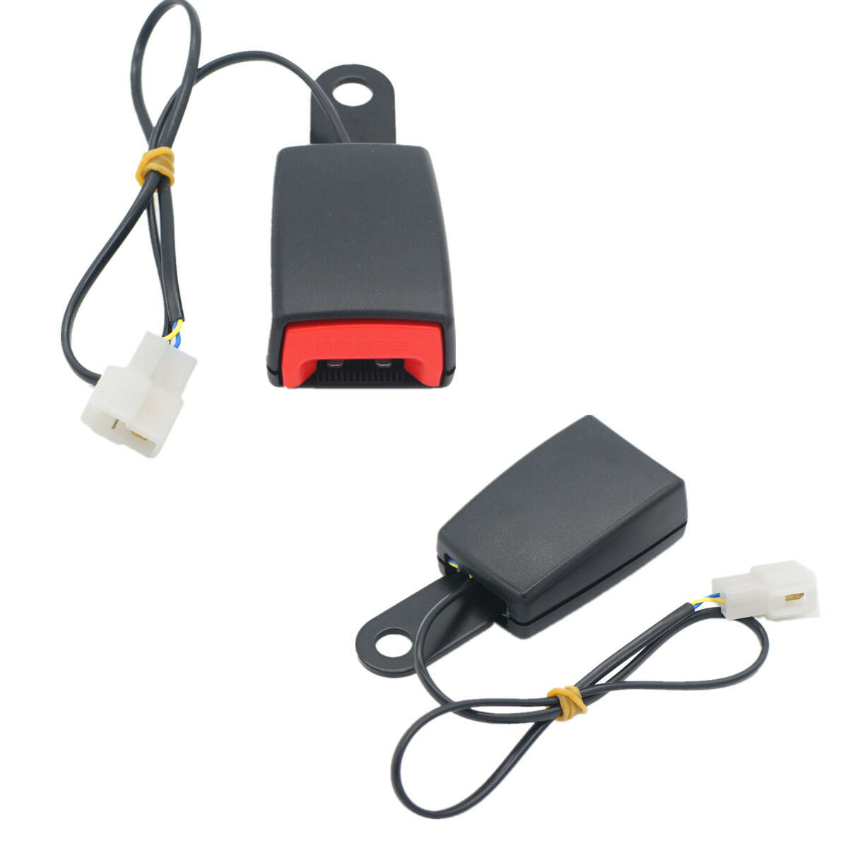 1 Pcs Replacement Car Seat Belt Lock Buckle Black+Red with Warning Wire Harness