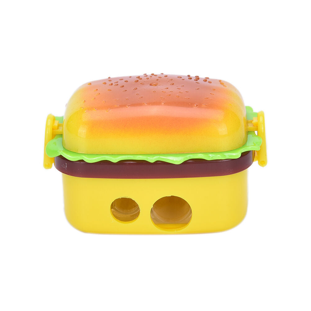 Stationery Hamburger Pencil Sharpener with Two Rubbers Eraser Student Kids.l8