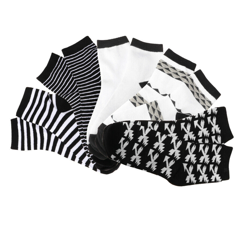 5 Pairs Fashion Men Stripe Cotton Ankle Socks Athletic Crew Socks Design A