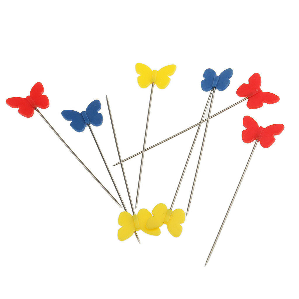 3 Boxes Dressmaking Straight Pins with Flower Butterfly Head for DIY Craft