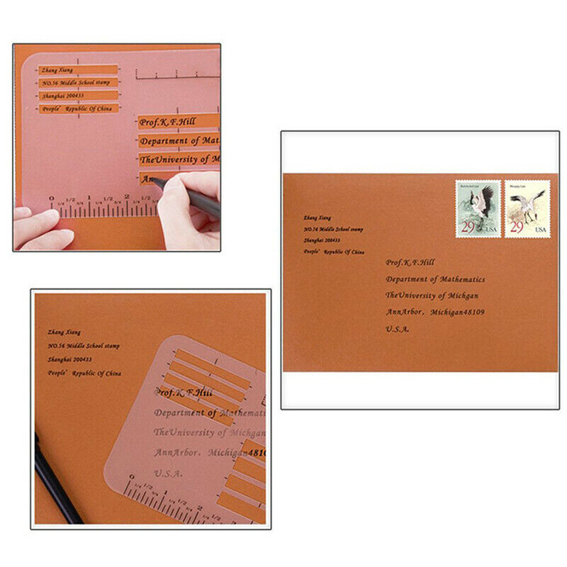 4Pcs Craft Addressing Guide Notebook Letter Envelope Stencil Set Templates Ru SJ