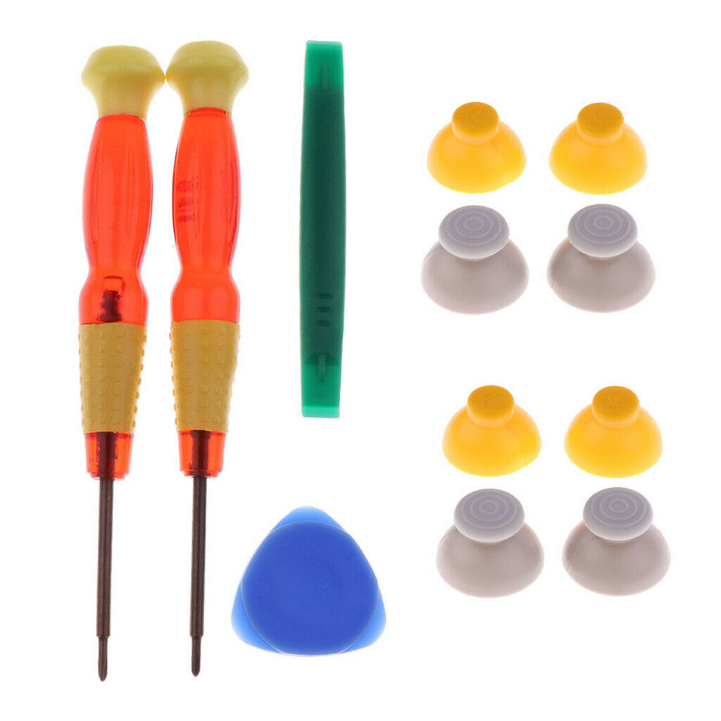 8x Replacement Joystick Caps Grey + Yellow for Nintendo GameCube NGC + Tools