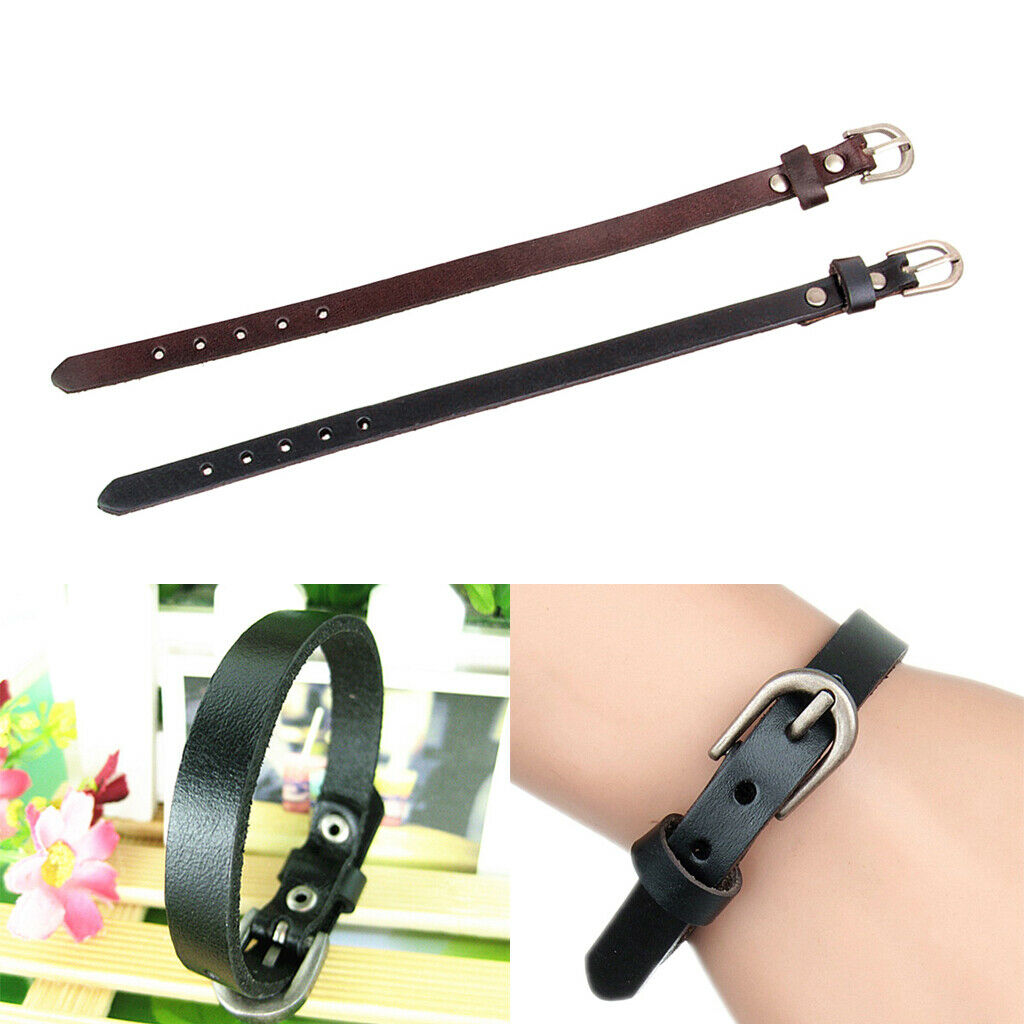 2 Pieces Chic Cow Leather Wristband Cuff Bracelet Bangle Charm Women Jewelry