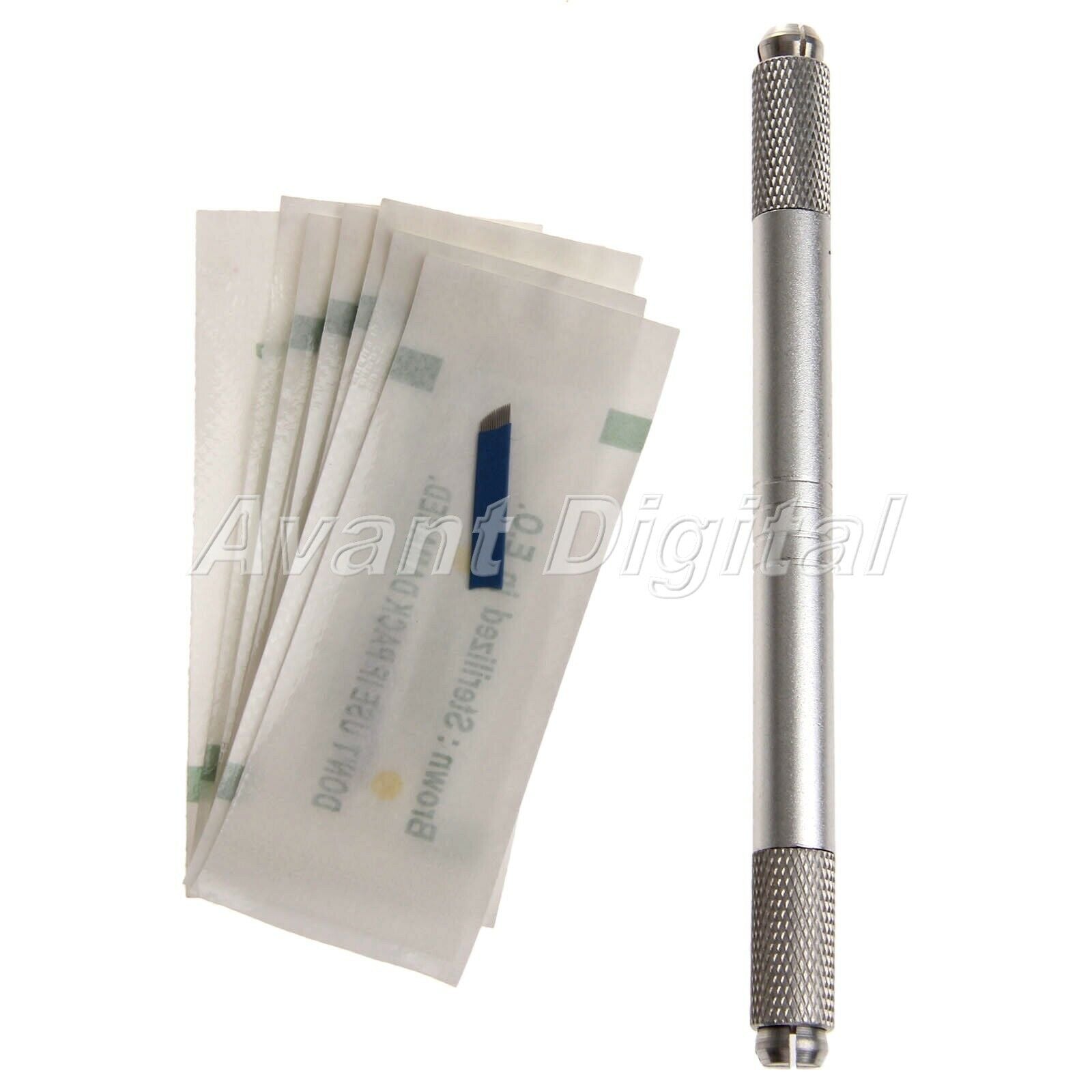 Professional permanent makeup Manual Tattoo Pen + 14pin blade Needle 10 Pcs
