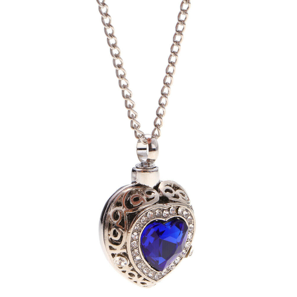 Prettyia Love Heart Charm Pendant Urn Ash Perfume Locket with Chain Necklace