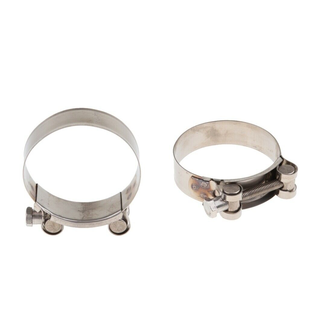 2pcs Universal Motorcycle Exhaust Pipe Clamp Clip - Stainless Steel 74-79mm