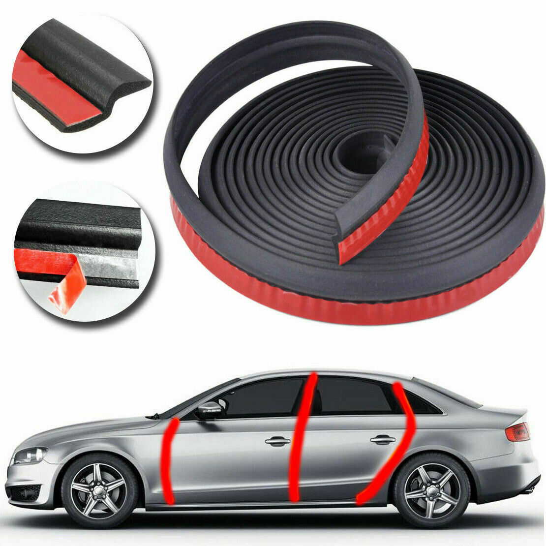 6M Z Type Car Door Edge Rubber Seal Strip Hollow Weatherstrip Trim Protector