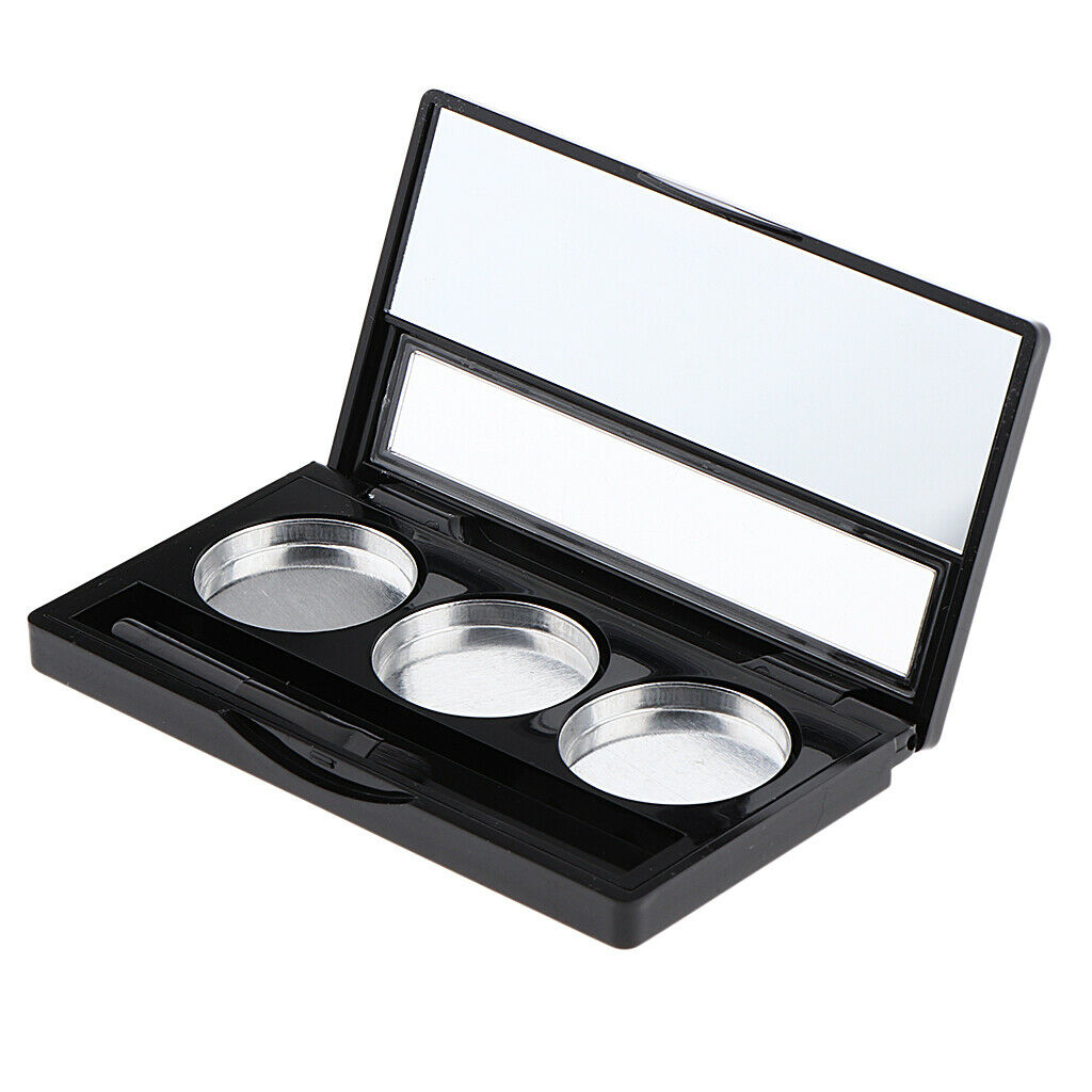 Black DIY Empty 3 Grid 26mm Eyeshadow Lipstick Blush Palette Box Case Square