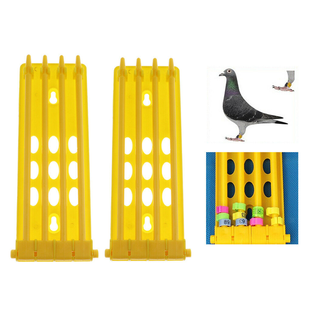 2x Racing Pigeon Foot Place Pigeon Leg  Holder Bands Rack Frame Yellow