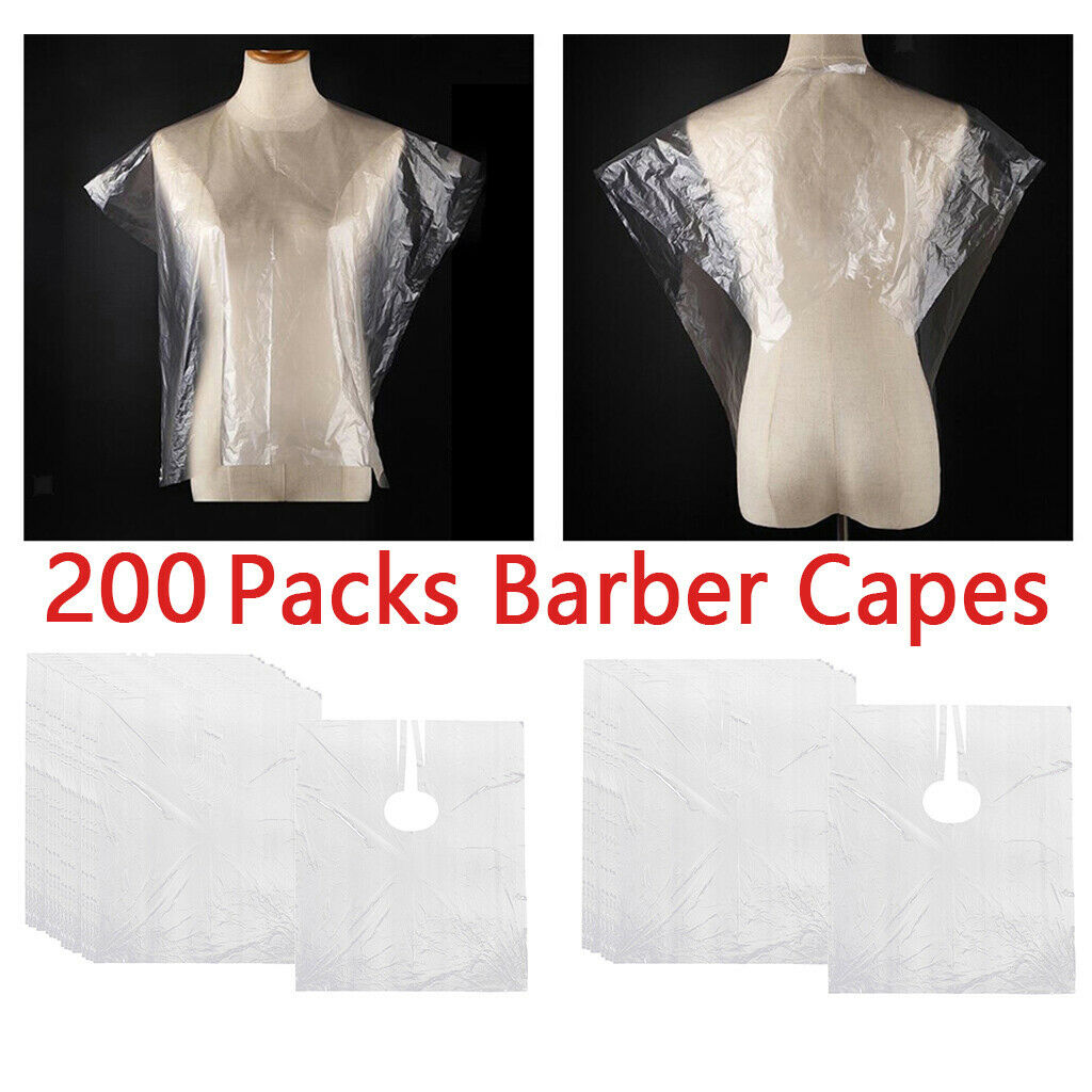 200 Salon Hair Cutting Capes Gown Barber Apron Bib Cover Transparent 64x84cm
